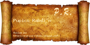 Pupics Rabán névjegykártya